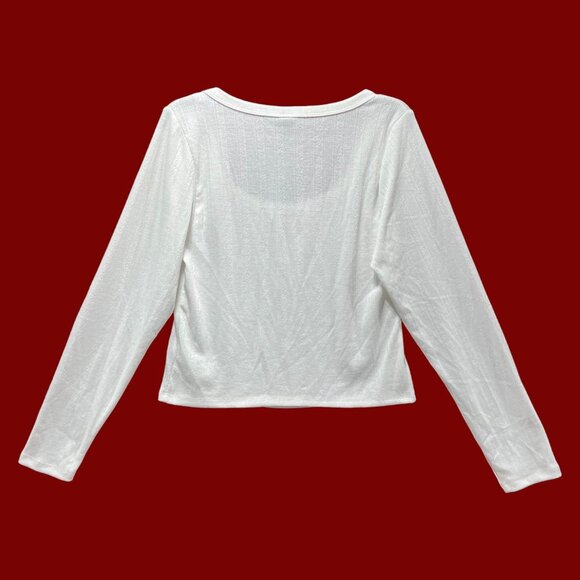 Wild Fable - Women's Long Sleeve Pointelle T-Shirt - White - XXL - Picture 2 of 12